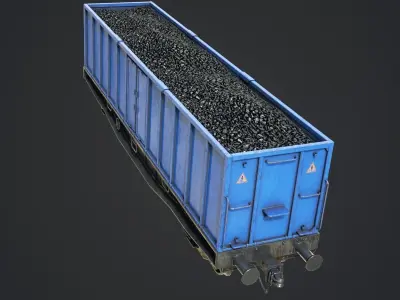Railway Cargo Wagon Low-poly 3D model