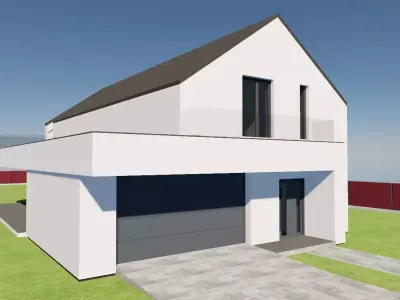 Modern Family House Barn   Minimalist Architectural 3D Model 3D model