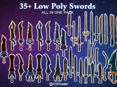 Low Poly Fantasy Sword Pack Low-poly 3D model