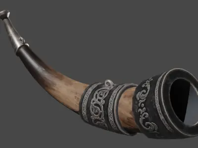Stylized Viking  Horn Arabian style  low poly PBR Game Ready Low-poly 3D model