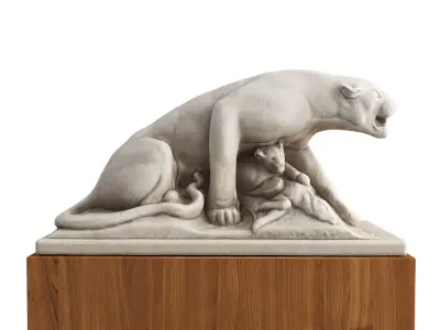 Lying panther sculpture 3D model