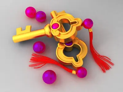 key lock buratino fairytale golden entry security open close 3D model