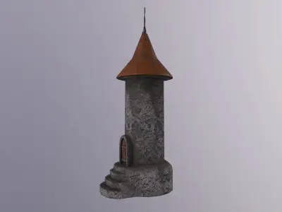 Medieval tower-2 Low-poly 3D model