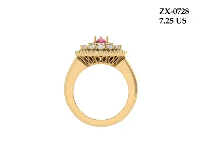 Pear Art Deco Ring 3D print model 10