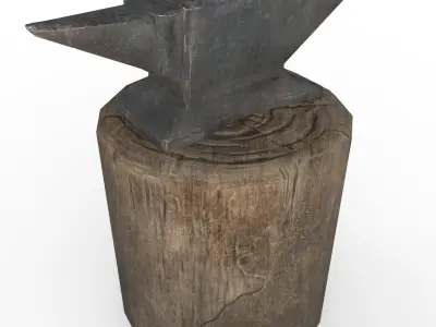 Anvil and Sledgehammer Low-poly 3D model