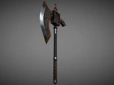 Metal Battle Axe 01 Low-poly 3D model