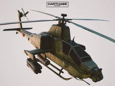 Military Apache Style Military Helicopter  Low-poly 3D model