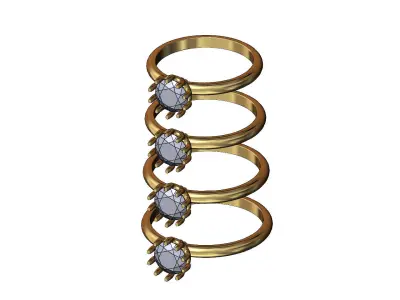 Crown setting 6mm diamond ring US sizes 6to9  3D print model