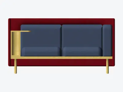 Sofa - Contemporary - Flame - Small Work Shelf - Left Low-poly 3D model purchase