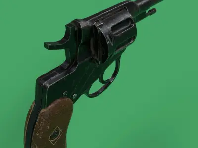 Nagant Revolver Gun Low-poly 3D model
