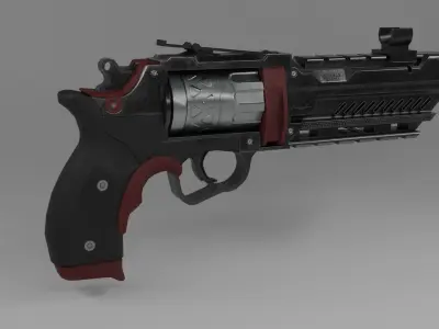 Gun revolver  Low-poly 3D model
