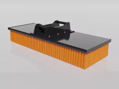 Broom for 20-25 excavator Low-poly 3D model