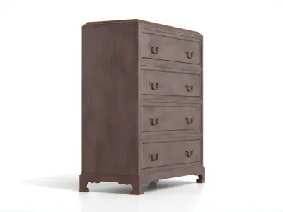Antique Wooden Chest of Drawers Low-poly 3D model