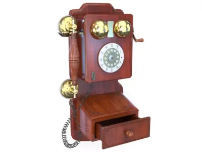 Vintage Rotary Wall Phone 3D model