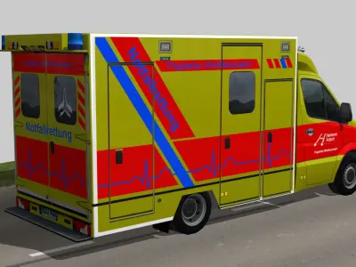 Notfallrettung  Mercedes truck Low-poly 3D model