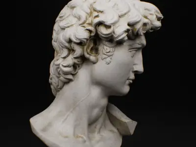 Statue David head sculpt low poly marble 8k texture Low-poly 3D model