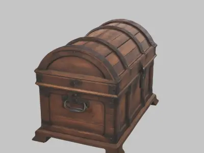 Wooden Chest Low-poly 3D model