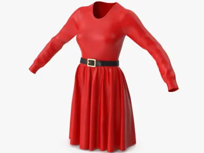  Dress Red with Belt 