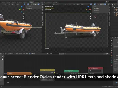 Lifeguard Rescue Boat With Trailer Low-poly 3D model