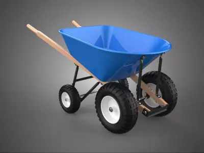 BIG 4 FOUR QUAD WHEELER WHEEL BASE BARROW STEEL PUSH WHEELBARROW 3D model