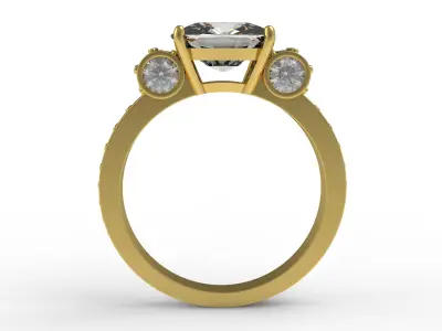 Antique Cushion Cut Diamond Cocktail Ring 3D print model
