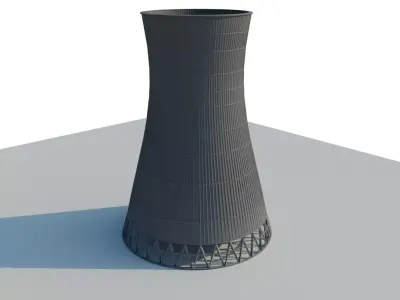 Nuclear Plant Chimney Low-poly 3D model