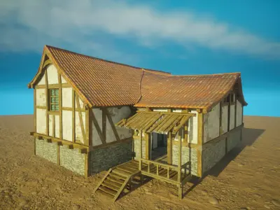 Medieval old House8-interior and exterior design Low-poly 3D model