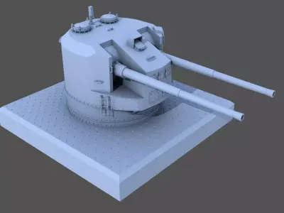 QF 5-25-inch Mk I DP Turret - 1-72 scale 3D print model