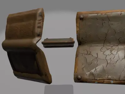 Panel02 Curved Metal Panel With Rust And Cracks Low-poly 3D model