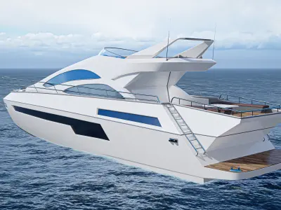 Yacht motor boat Low-poly 3D model