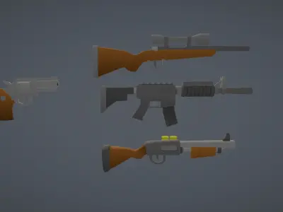 Poly World - Toon Guns Low-poly 3D model