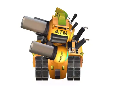 cartoon yellow Advanced Tank Low-poly 3D model