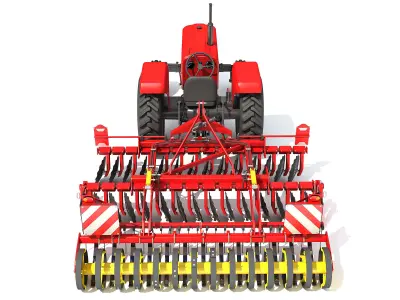 Tractor with Disc Harrow 3D model order