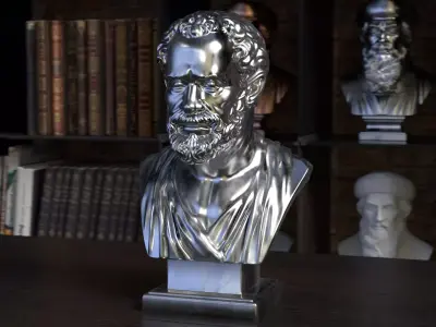 Democritus Bust Sculpture 3D Print Model STL File 3D print model