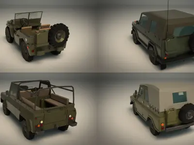 Low Poly Military Jeep Pack