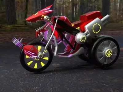 Dragon Bike for game props Low-poly 3D model