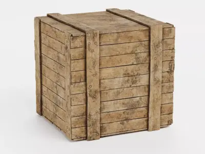 Wooden Crate V12 - Weathered Storage Box 3D model