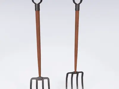 Long metal handle fork 3d model  3D model