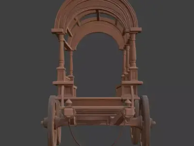 Ornate Wooden Carriage 3D Model 3D model purchase