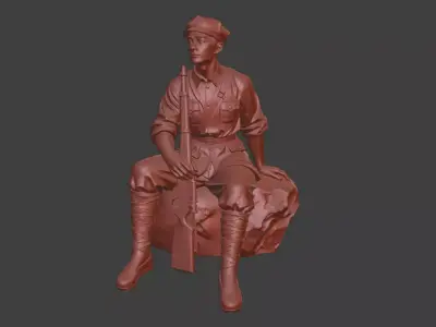 Military sculpture warrior  military battle war hero  soldier 3D print model 18