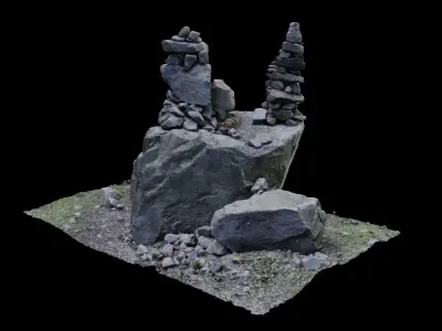 Korea moss valley stone tower 3D model