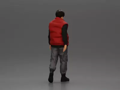 bearded man walking wearing vest sweater gray pants black boots 3D print model