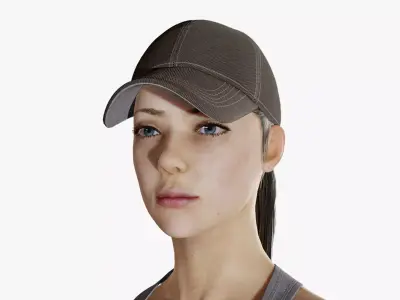 Female Soldier Low-poly 3D model 2