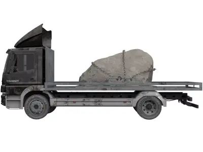 Truck with Rock Transport - Heavy Duty Industrial 3D Asset 3D model