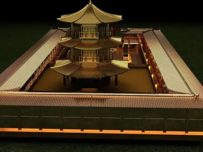 Chinese ancient tower  3D model purchase