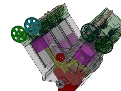 v6 engine Free 3D model