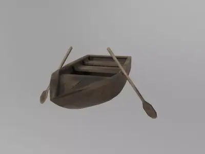 Old rowing wooden boat PBR Free low-poly 3D model