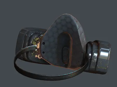Gas mask helmet 3d model scifi  Low-poly 3D model 18