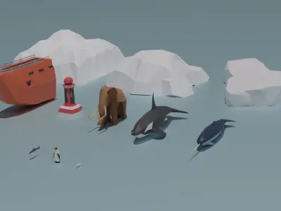 Low Poly Arctic Asset Pack Low-poly 3D model