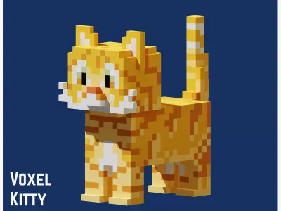 Voxel Cat Low-poly 3D model